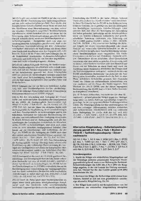 Vorschauseite 5: Arbeitskampf - Streikbruchprämie als zulässiges Kampfmittel