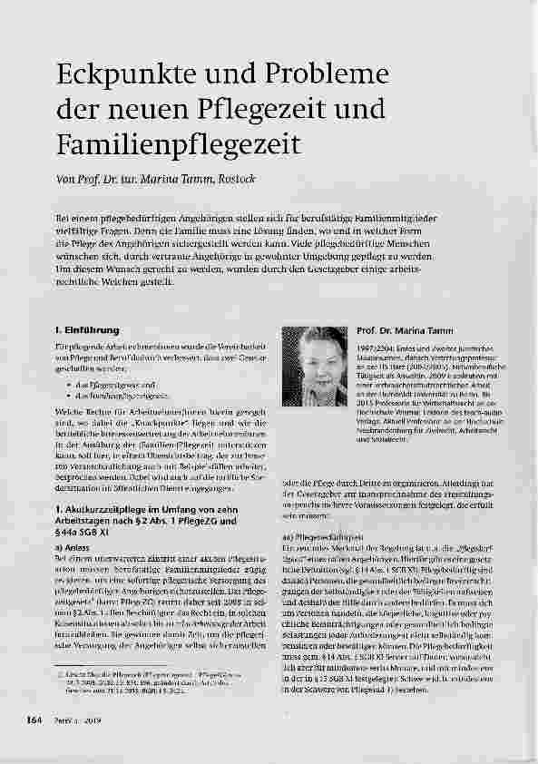 Vorschauseite 1: Eckpunkte und Probleme der neuen Pflegezeit und Familienpflegezeit