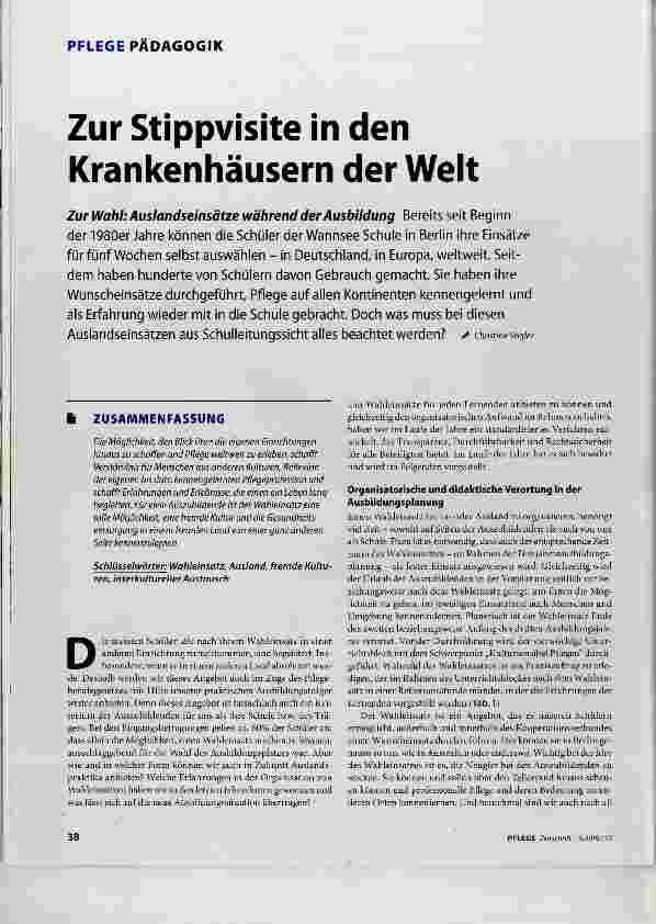 Vorschauseite 1: Zur Stippvisite in den Krankenhäusern der Weit