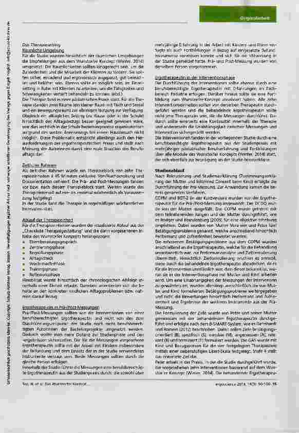 Vorschauseite 6: Das Wunstorfer Konzept bei einem Schulkind mit umschriebener Entwicklungsstörung motorischer Funktionen (UEMF) - eine Fallstudie