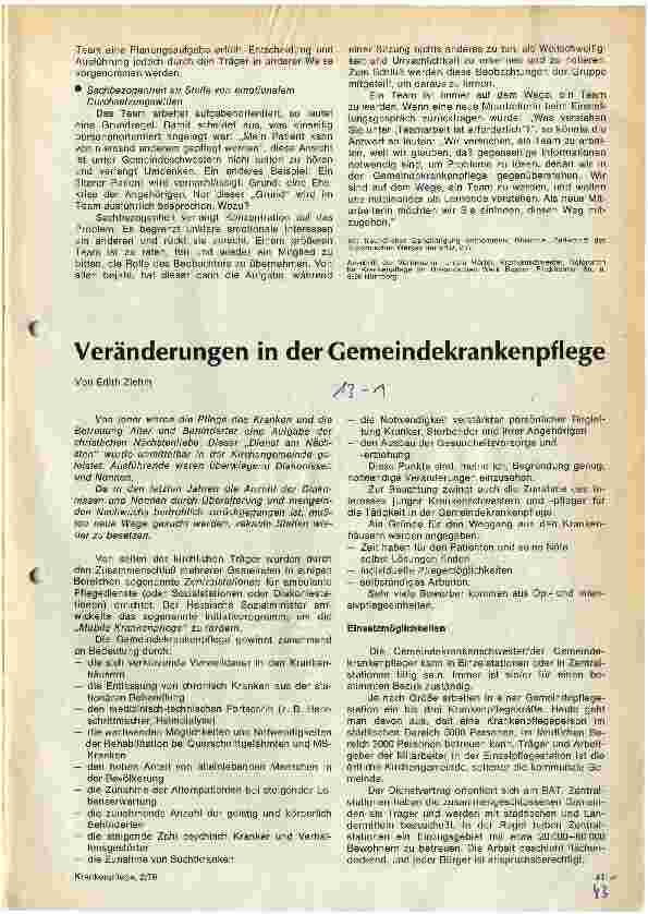 Vorschauseite 2: Teamarbeit in der Gemeindepflege
