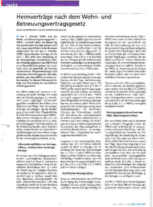 Vorschauseite 1: Heimverträge nach dem Wohnund Betreuungsvertragsgesetz