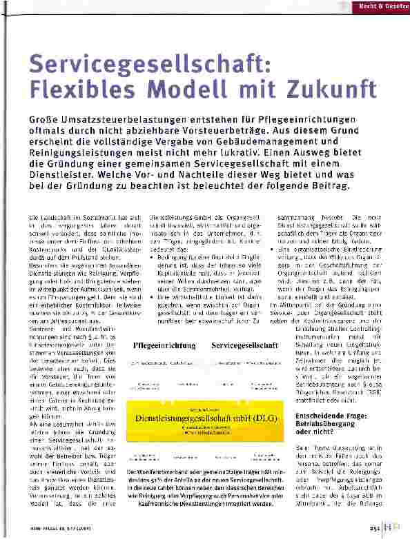Vorschauseite 1: Servicegesellschaft: Flexibles Modell mit Zukunft