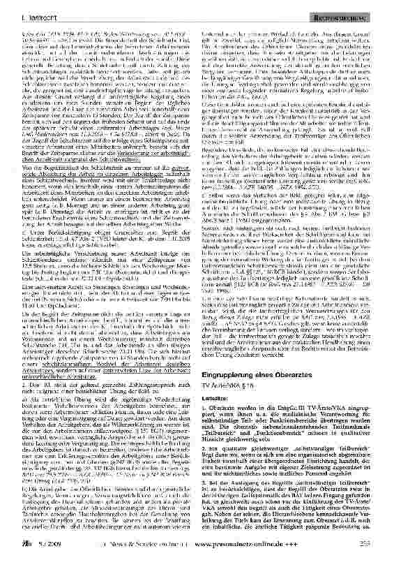 Vorschauseite 1: Eingruppierung eines Oberarztes TVÄrzte/VKA§16