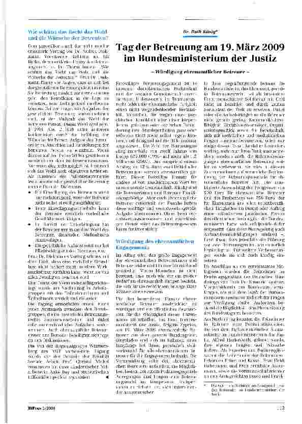 Vorschauseite 1: Tag der Betreuung am 19. März 2009 im Bundesministerium der Justiz