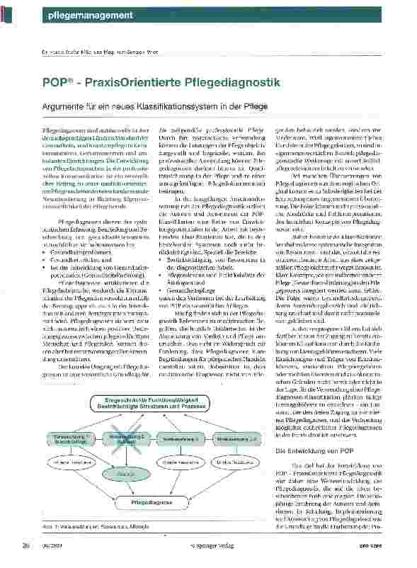 Vorschauseite 1: POP® - Praxisorientierte PflegediagnostikArgumente für ein neues Klassifikationssystem in der Pflege