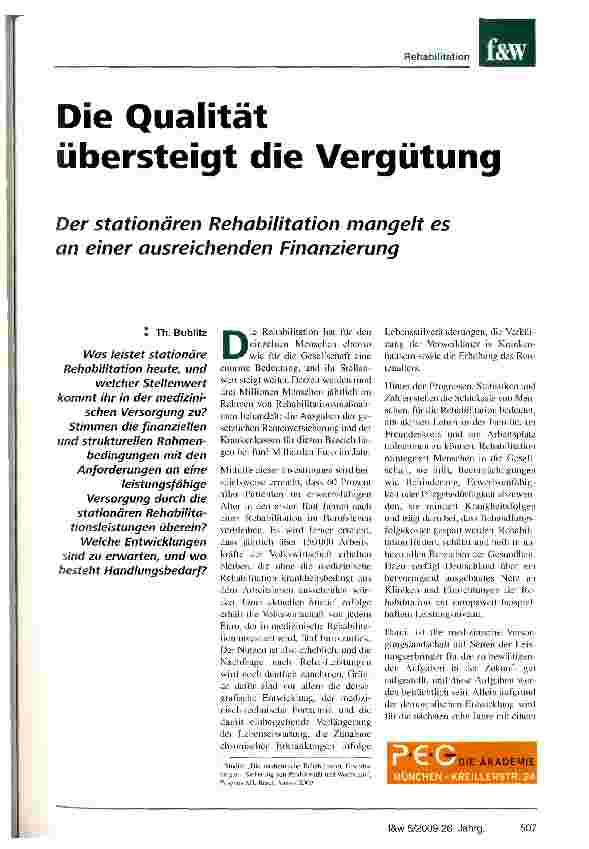 Vorschauseite 1: Die Qualität übersteigt die Vergütung
