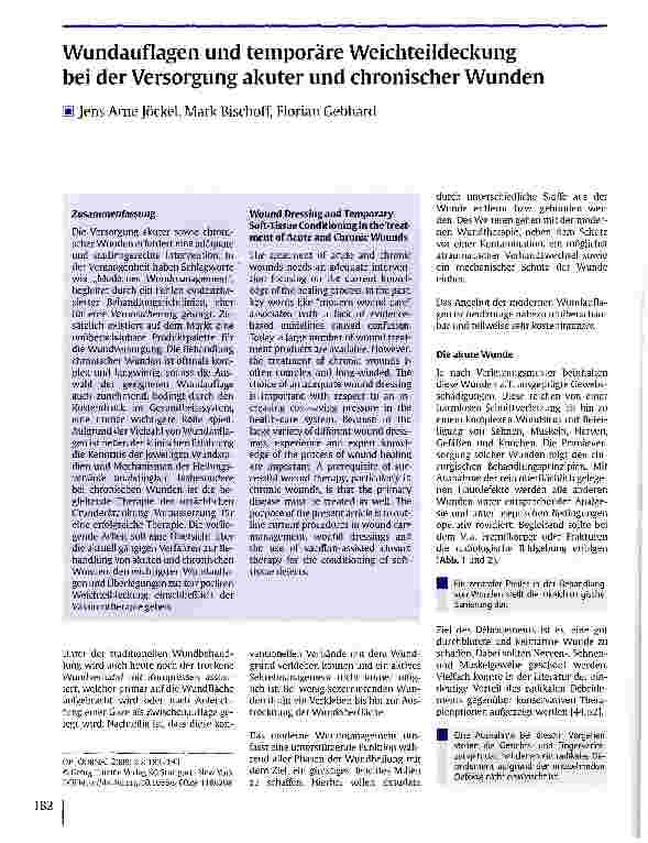 Vorschauseite 1: Wundauflagen und temporäre Weichteildeckung bei der Versorgung akuter und chronischer Wunden