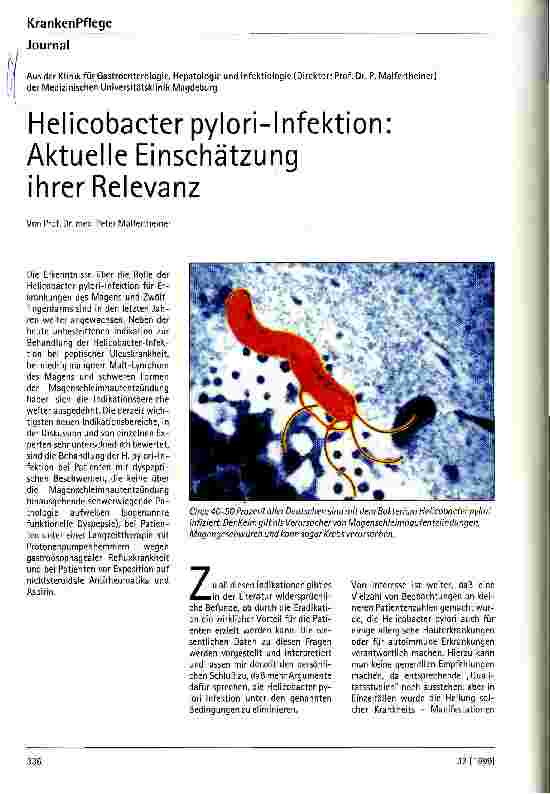 Vorschauseite 1: Helicobacter pylori-Infektion: Aktuelle Einschätzung ihrer Relevanz