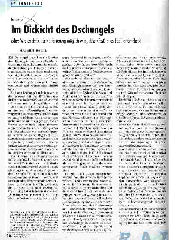 Vorschauseite 1: Im Dickicht des Dschungels oder: Wie es dank der Rationierung möglich wird, dass (fast) alles beim alten bleibt
