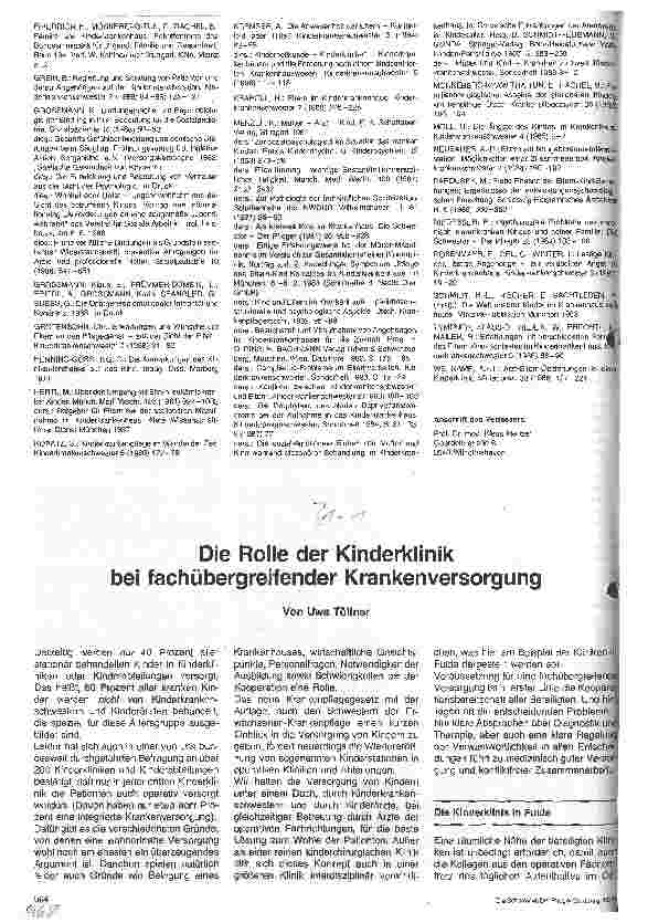 Vorschauseite 1: Die Rolle der Kinderklinik bei fachübergreifender Krankenversorgung