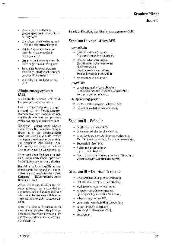 Vorschauseite 3: Der Alkoholiker in der operativen Medizin - unter besondere Berücksichtigung des perioperativen Alkoholentzugssyndroms