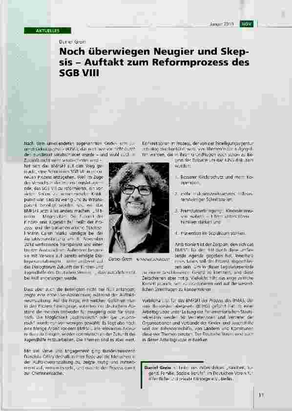 Vorschauseite 1: Noch überwiegen Neugier und Skepsis Auftakt zum Reformprozess des SGB VIII