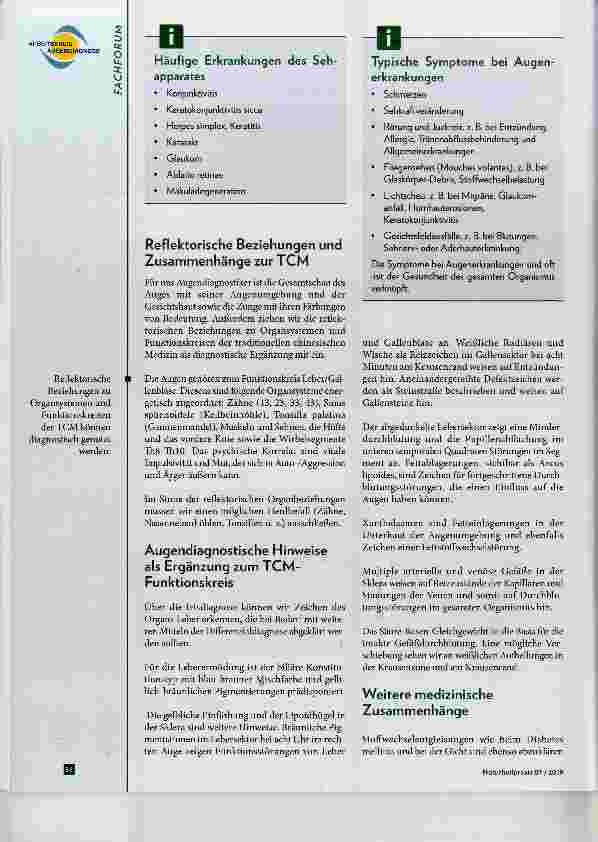Vorschauseite 3: Augenerkrankungen Augendiagnose: Zusannmenhänge, Diagnostik und naturheilkundliche Therapie Teil 1