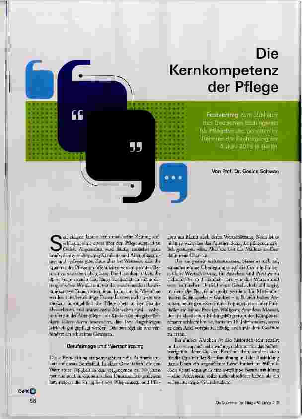 Vorschauseite 1: Die Kompetenz der Pflege