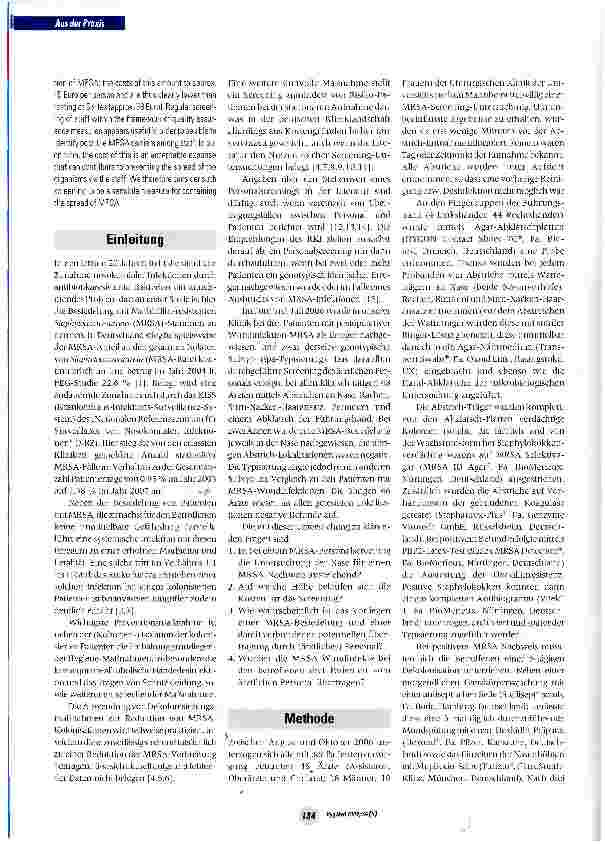 Vorschauseite 2: MRSA-Personalscreeningin einer Chirurgischen Universitätsklinik