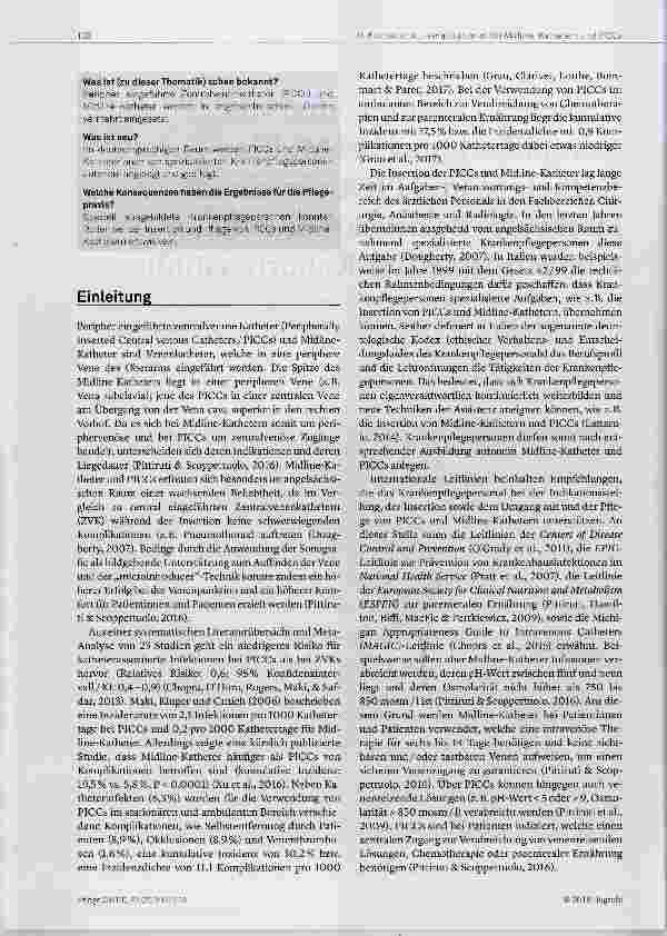 Vorschauseite 2: Arten und Häufigkeiten von Komplikationen bei Midline-Kathetern und PlCCs in einem Südtiroler Bezirkskrankenhaus - eine retrospektive Kohortenstudie