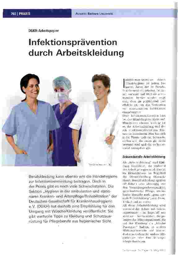 Vorschauseite 1: Infektionsprävention durch Arbeitskleidung