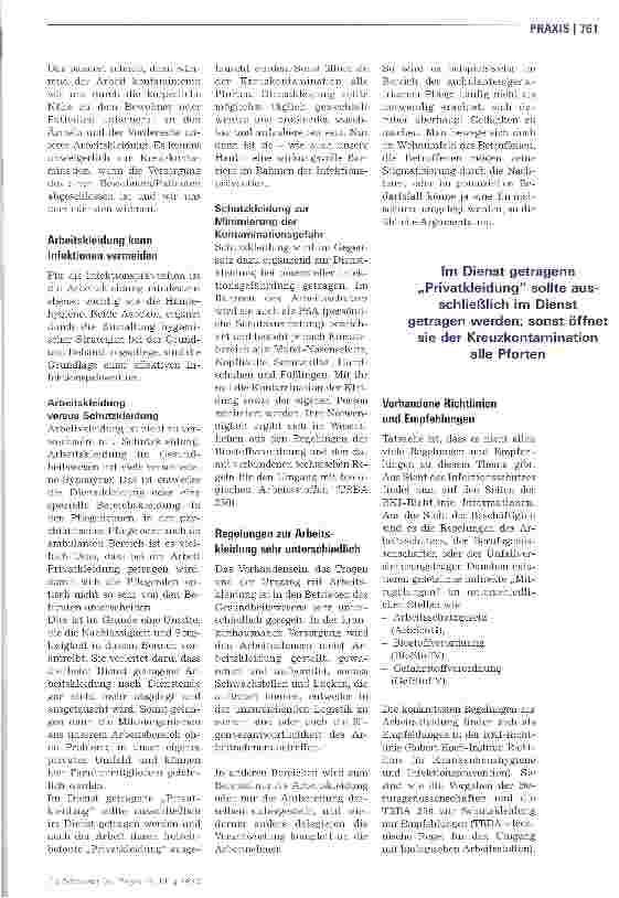 Vorschauseite 2: Infektionsprävention durch Arbeitskleidung