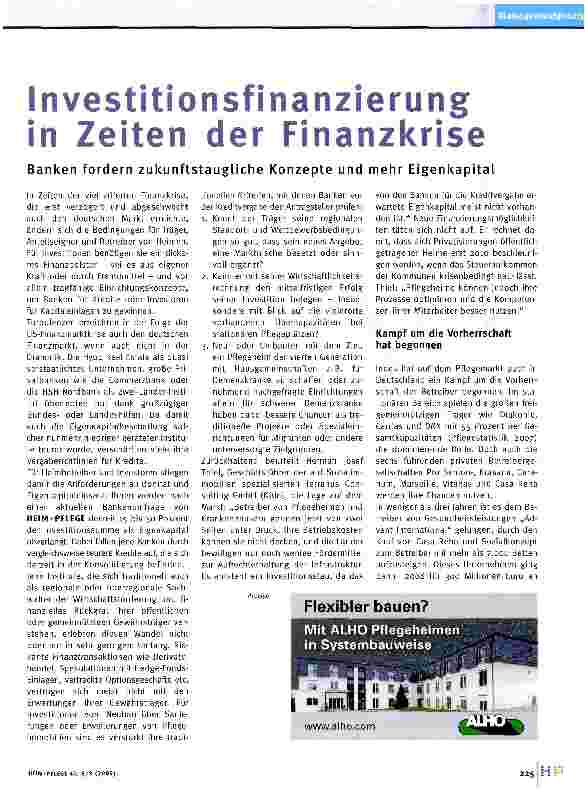 Vorschauseite 1: Investitionsfinanzierung in Zeiten der Finanzkrise