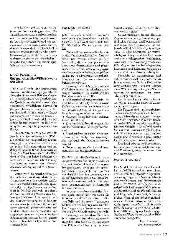 Vorschauseite 2: PGS - die Persönliche GesundheitsstelleQualität in der ambulanten Grundversorgung