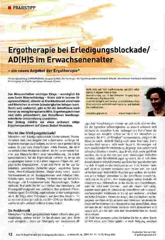 Vorschauseite 1: Ergotherapie bei Erledigungsblockade/ AD(H)S im Erwachsenenalter
