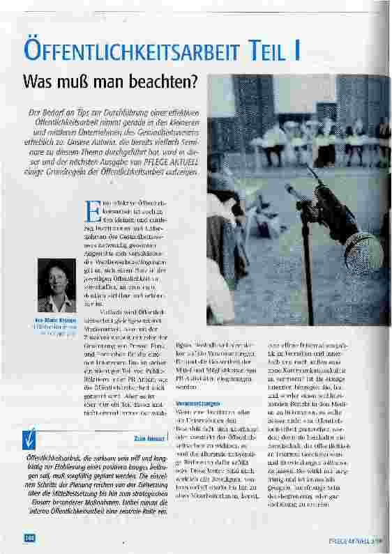 Vorschauseite 1: Öffentlichkeitsarbeit Teil 1 Was muß man beachten?