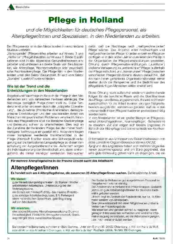 Vorschauseite 1: Pflege in Holland