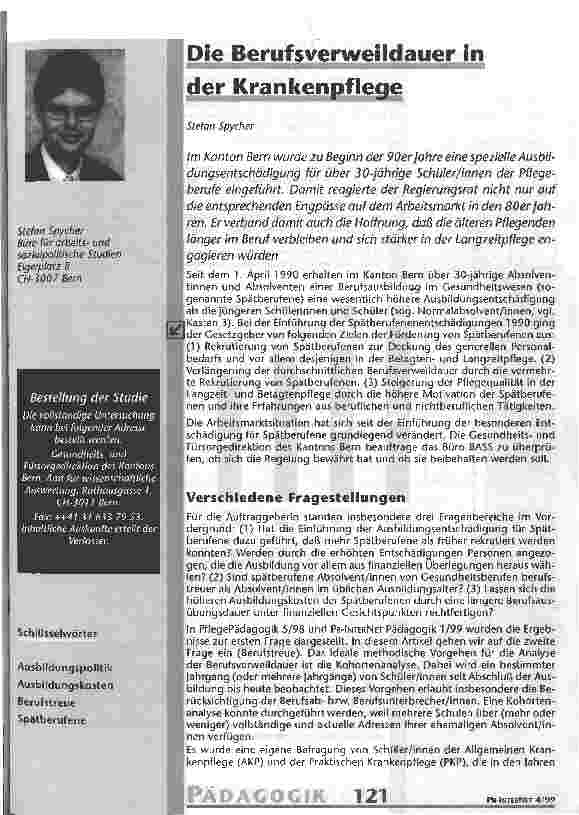 Vorschauseite 1: Die Berufsverweildauer in der Krankenpflege