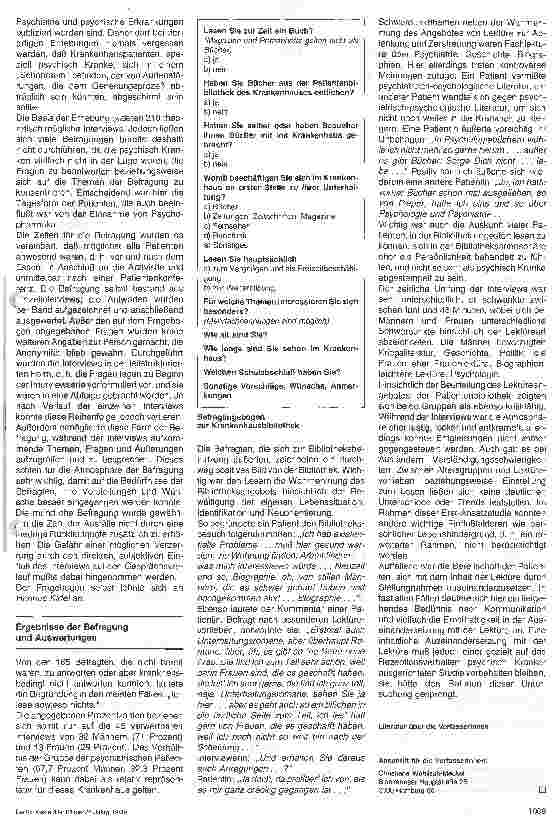 Vorschauseite 2: Lesen hilft genesen? ! Befragung der Benutzer einer Patientenbibliothek