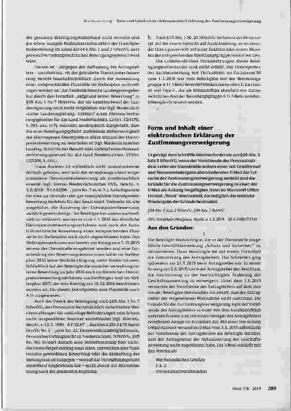 Vorschauseite 1: Form und Inhalt einer elektronischen Erklärung der Zustimmungsverweigerung