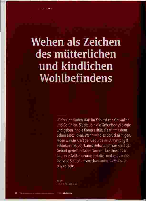 Vorschauseite 1: Wehen als Zeichen des mütterlichen und kindlichen Wohlbefindens