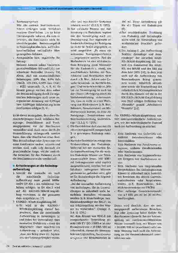 Vorschauseite 2: Ist die Sterilisation von Bronchoskopen und Zystoskopen erforderlich? Ein Diskussionsbeitrag