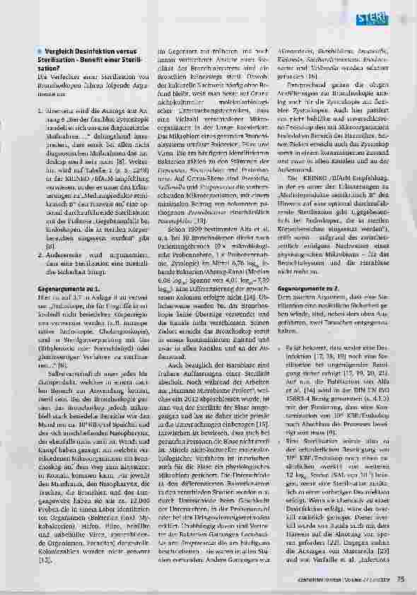 Vorschauseite 3: Ist die Sterilisation von Bronchoskopen und Zystoskopen erforderlich? Ein Diskussionsbeitrag