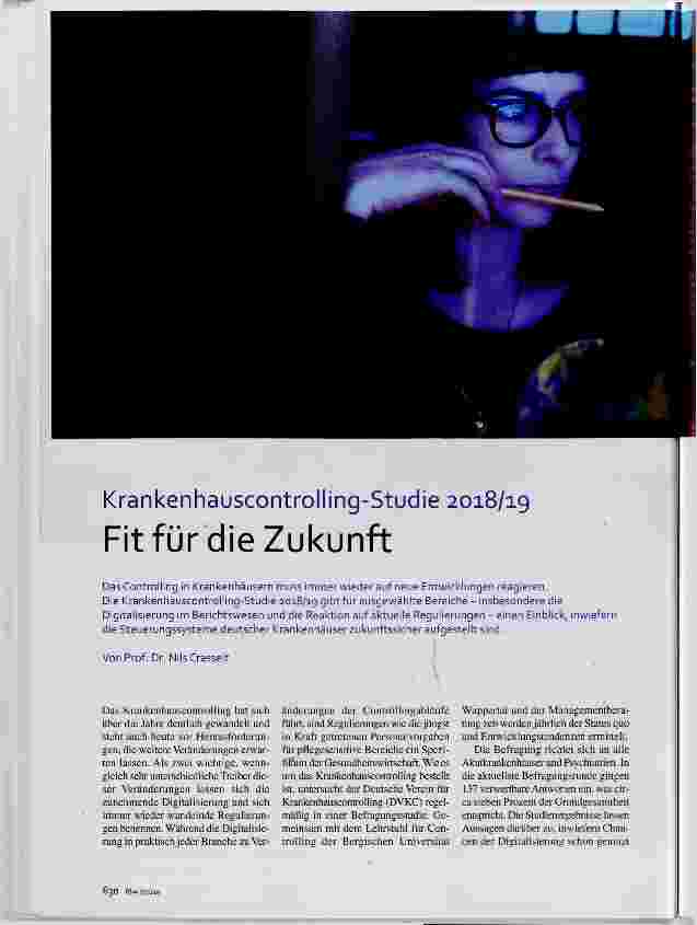 Vorschauseite 1: Krankenhauscontrolling-Studie 2018/19 Fit für die Zukunft