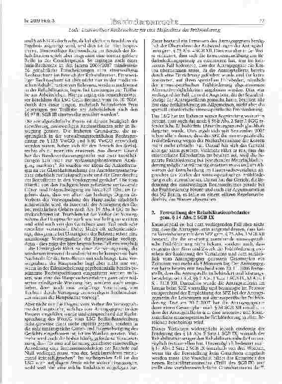Vorschauseite 4: Einstweiliger Rechtsschutz für eine Maßnahme der Frühförderung als Leistung der Eingliederungshilfe nach § 54 SGB XII