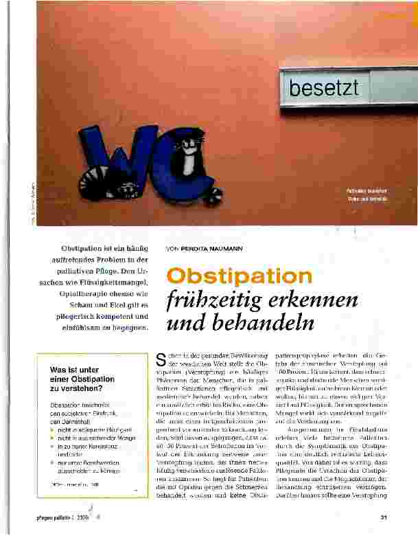Vorschauseite 1: Obstipation frühzeitig erkennen und behandeln
