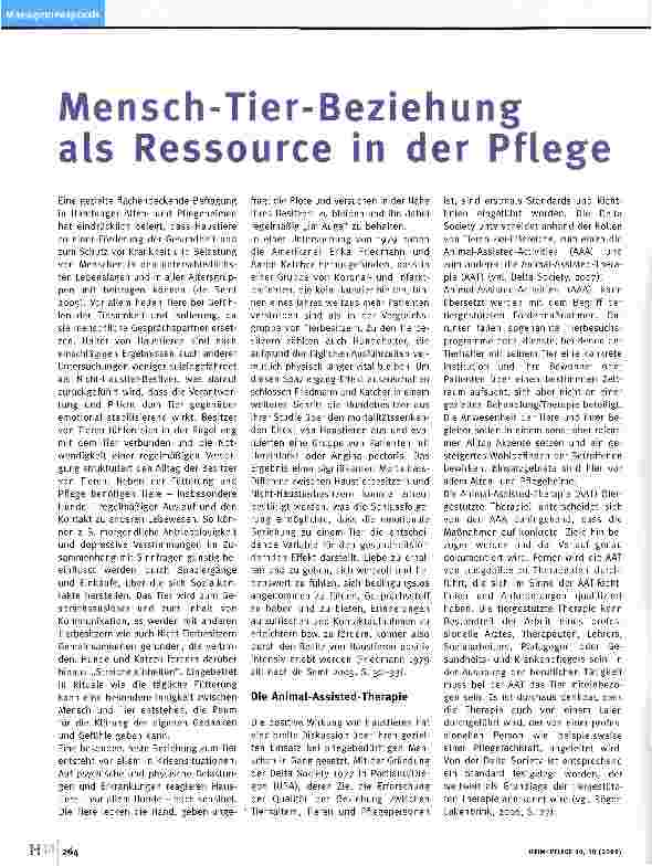 Vorschauseite 1: Mensch-Tier-Beziehung als Ressource in der Pflege