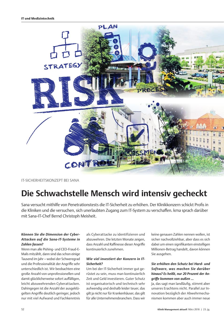 Vorschauseite 1: IT-Sicherheitskonzept bei Sana: Die Schwachstelle Mensch wird intensiv gecheckt