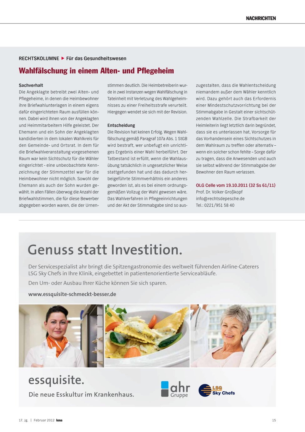 Vorschauseite 1: Wahlfälschung in einem Altenund Pflegeheim
