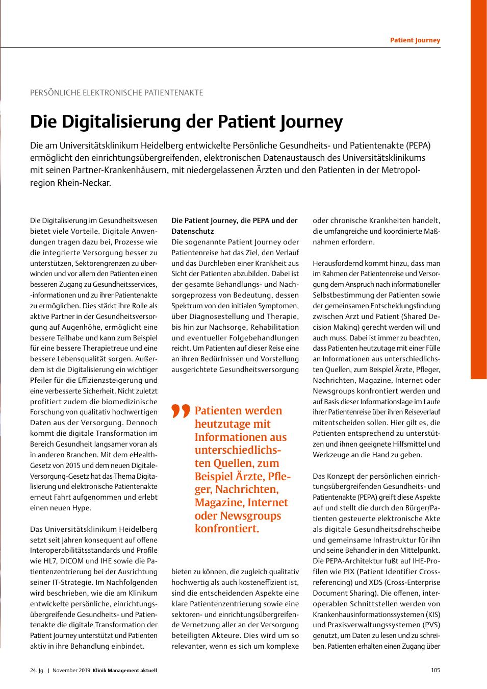 Vorschauseite 1: Persönliche Elektronische Patientenakte: Die Digitalisierung der Patient Journey
