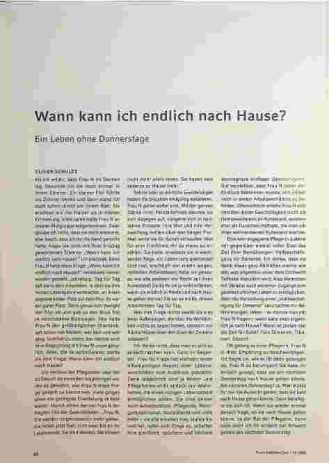 Vorschauseite 1: Wann kann ich endlich nach Hause? Ein Leben ohne Donnerstage.