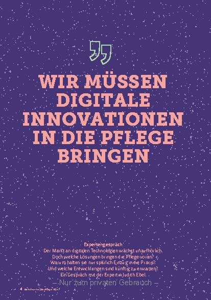 Vorschauseite 1: Wir müssen digitale Innovationen in die Pflege bringen.