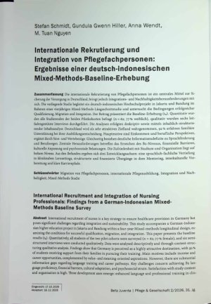 Vorschauseite 1: Internationale Rekrutierung und Integration von Pflegefachpersonen: Ergebnisse einer deutsch-indonesischen Mixed-Methods-Baseline-Erhebung