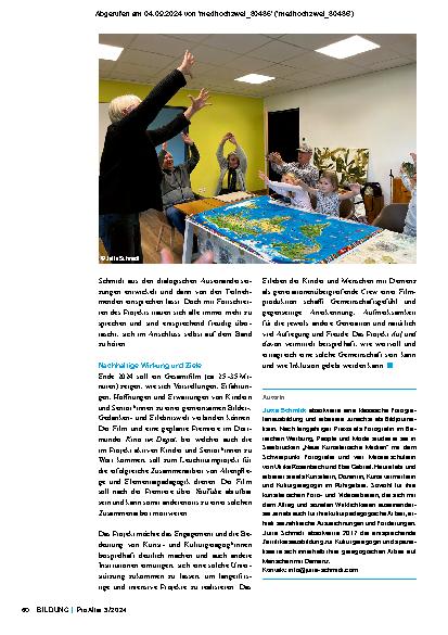 Vorschauseite 3: Auf und davon. Ein Filmprojekt über das imaginäre Reisen mit KiTa-Kindern und Menschen mit Demenz.