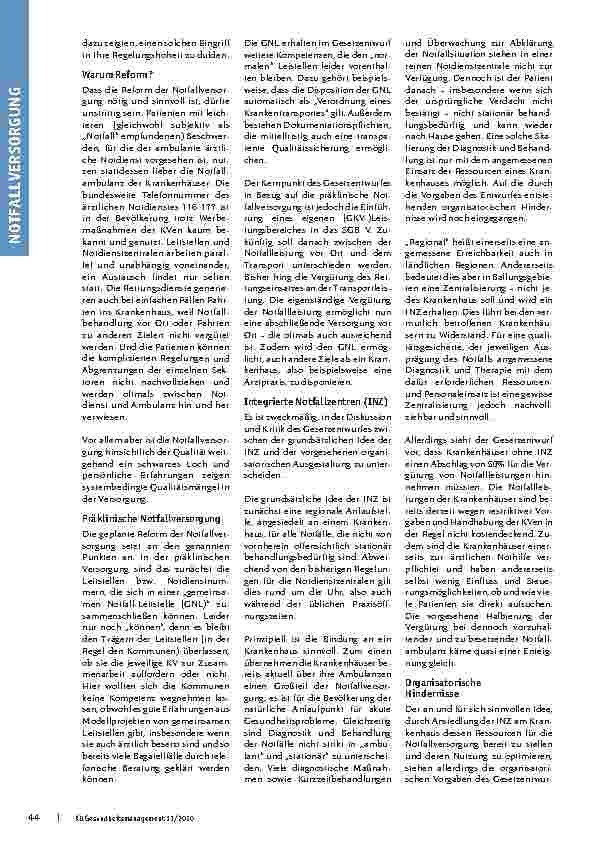 Vorschauseite 2: Im Notfall neue Wege gehen. Neuordnung der Notfallversorgung: Aufgeschoben ist nicht aufgehoben.