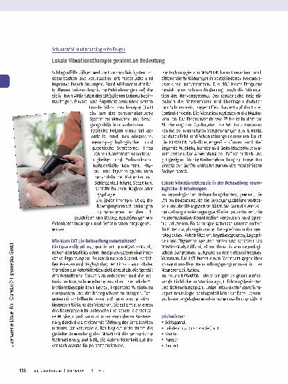 Vorschauseite 1: Schlaganfall und neurologische Folgen: Lokale Vibrationstherapie gewinnt an Bedeutung