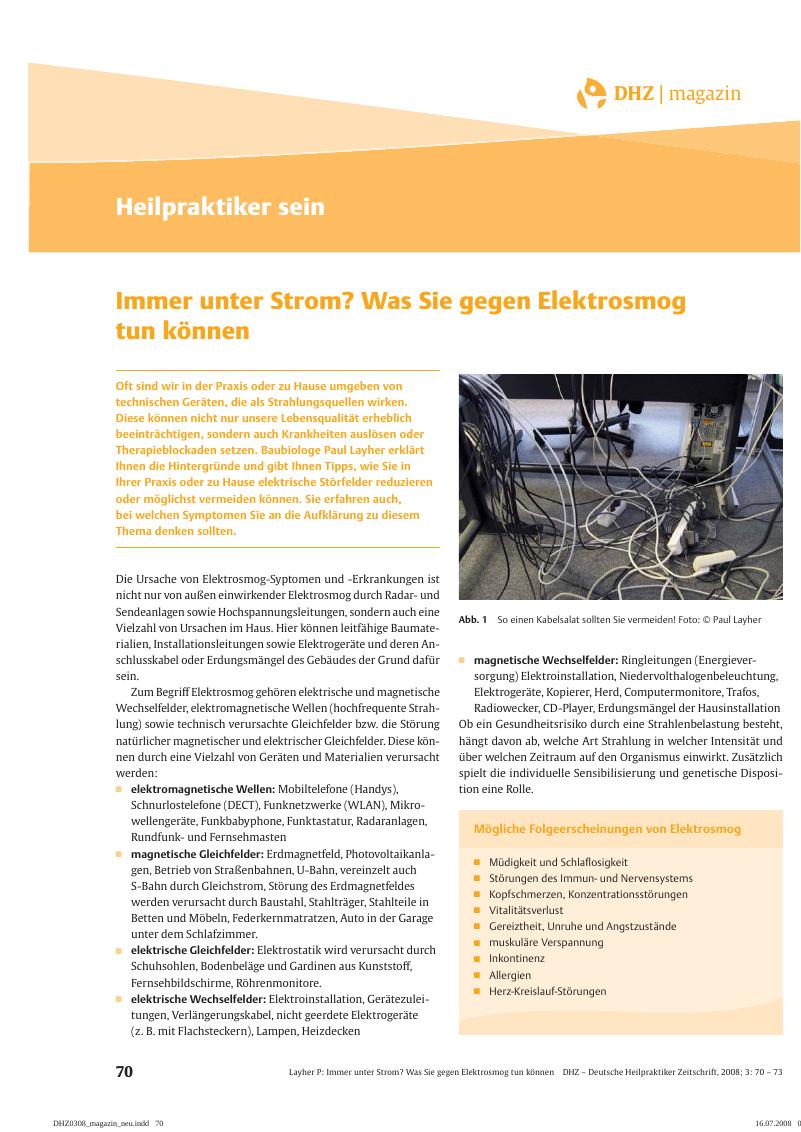 Vorschauseite 1: Immer unter Strom? Was Sie gegen Elektrosmog tun können