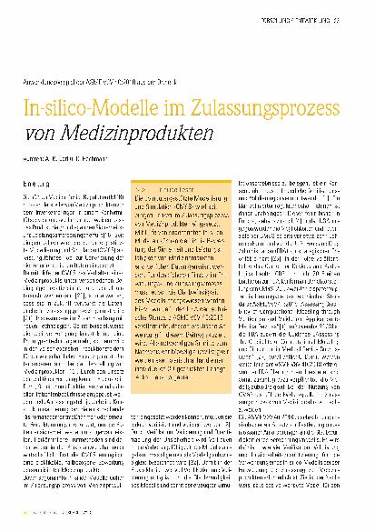 Vorschauseite 1: In-silico-Modelle im Zulassungsprozess von Medizinprodukten