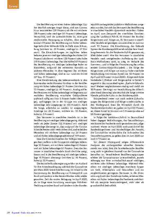 Vorschauseite 2: Die Auswirkungen der Corona-Pandemie auf die Lebenssituation der Bevölkerung